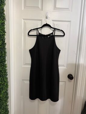 She + Sky Black Textured Halter Mini Dress